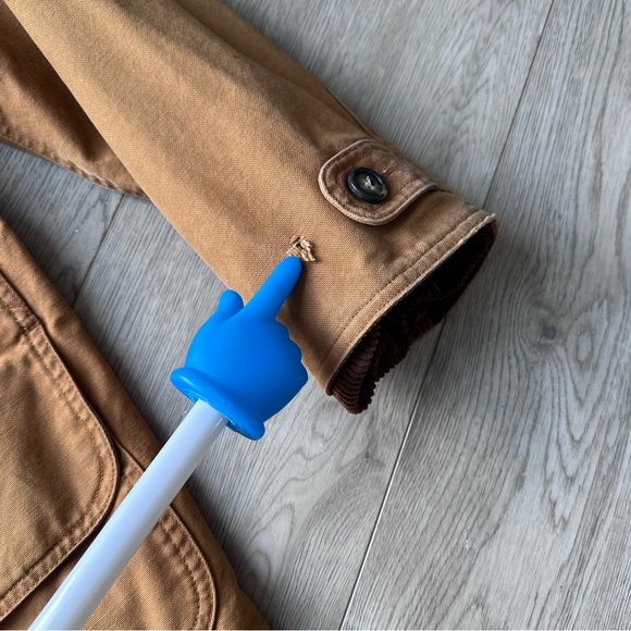 Lands’ End Barn Coat Men’s M Tan Chore Jacket Plaid Lined Corduroy Collar - Picture 8 of 9